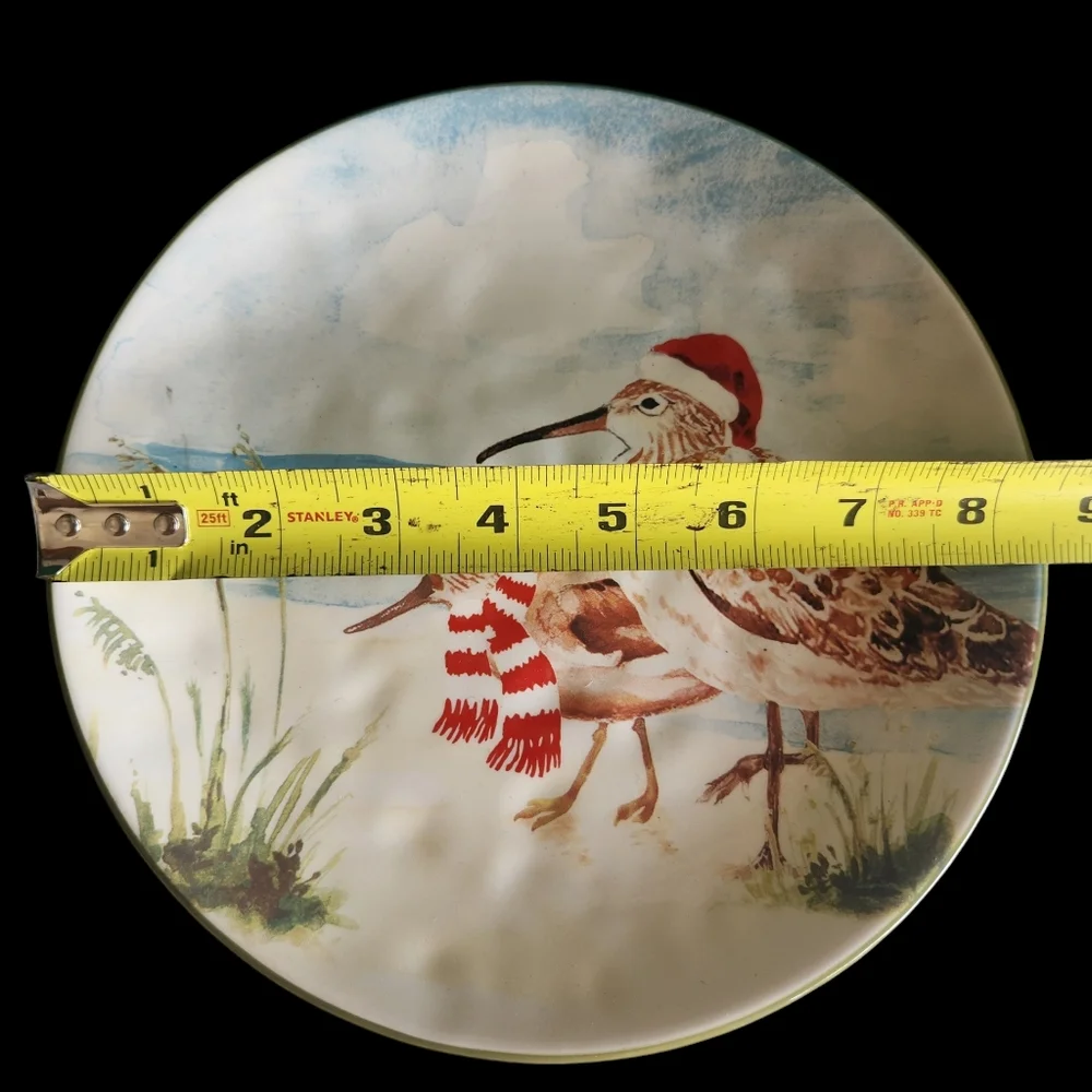 (4) Pier 1 Imports Sandpipers On Beach Christmas Plates Hand Painted Birds 8.5